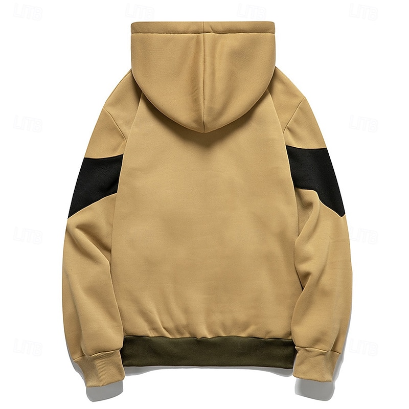 Men's Hoodie Full Zip Hoodie White Red Navy Blue Khaki Hooded Color Block Patchwork Pocket Work Sports & Outdoor Casual Streetwear Basic Casual Spring &  Fall Cross-Seasons Clothing Apparel Hoodies3