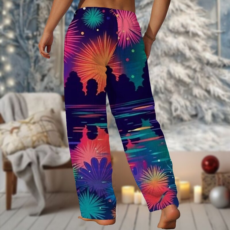 Men's Floral Pants Trousers Mid Waist Drawstring Elastic Waist Hawaiian Casual Outdoor Vacation Party Evening Wear Straight Leg Trousers Summer Spring Fall 3D Print Blue2