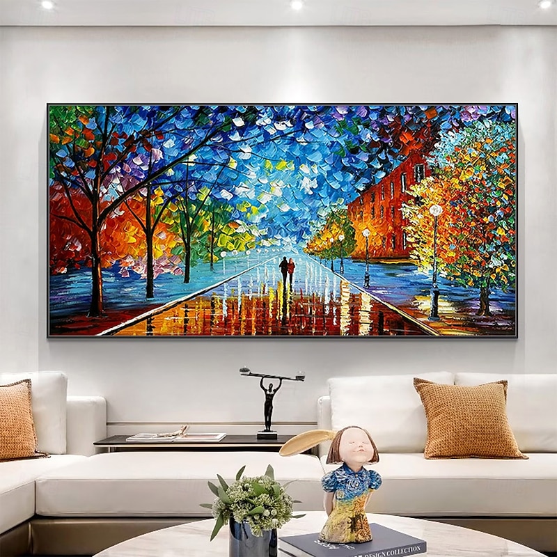 Mintura Handmade Texture Abstract Landscape Oil Paintings On Canvas Wall Art Decoration Modern Abstract Picture For Home Decor Rolled Frameless Unstretched Painting