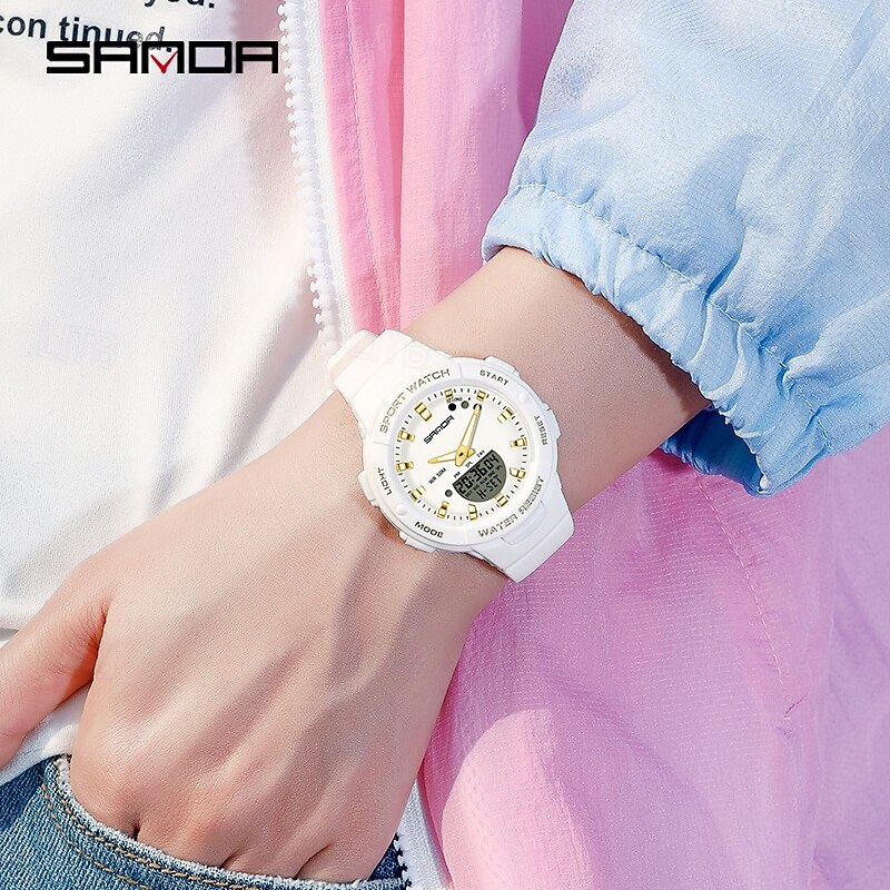 SANDA Men Digital Watch Fashion Casual Wristwatch Shock Resistant Luminous Stopwatch Alarm Clock Countdown Resin Watch4