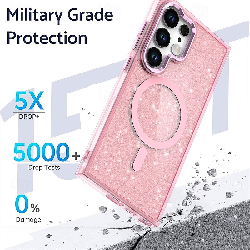 Phone Case For Samsung Galaxy S25 S24 S24 FE S23 Ultra Plus A55 5G A35 5G A25 Back Cover Magnetic Bling Glitter Shiny Shockproof Retro PC Silicone2