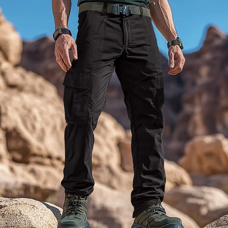 Men's Cargo Pants Cargo Trousers Trousers Hiking Pants Multi Pocket Straight Leg Plain Breathable Moisture Wicking Full Length Outdoor Daily Camping & Hiking Fashion Streetwear Black Green2