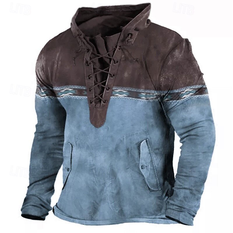Men's Unisex Color Block Graphic Prints Sweatshirt Long Sleeve Sweatshirt Hooded Designer Casual Big and Tall 3D Print Sports & Outdoor Daily Sports Lace up Print Spring &  Fall4