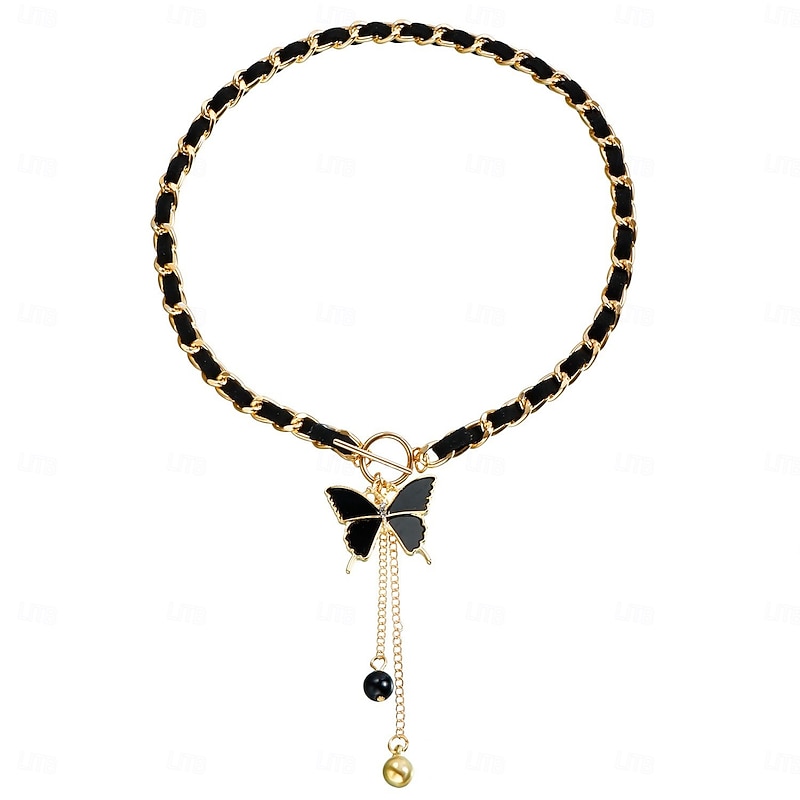 Women's Elegant Black Pendant Butterfly Necklace - Perfect for Parties and Everyday Wear4