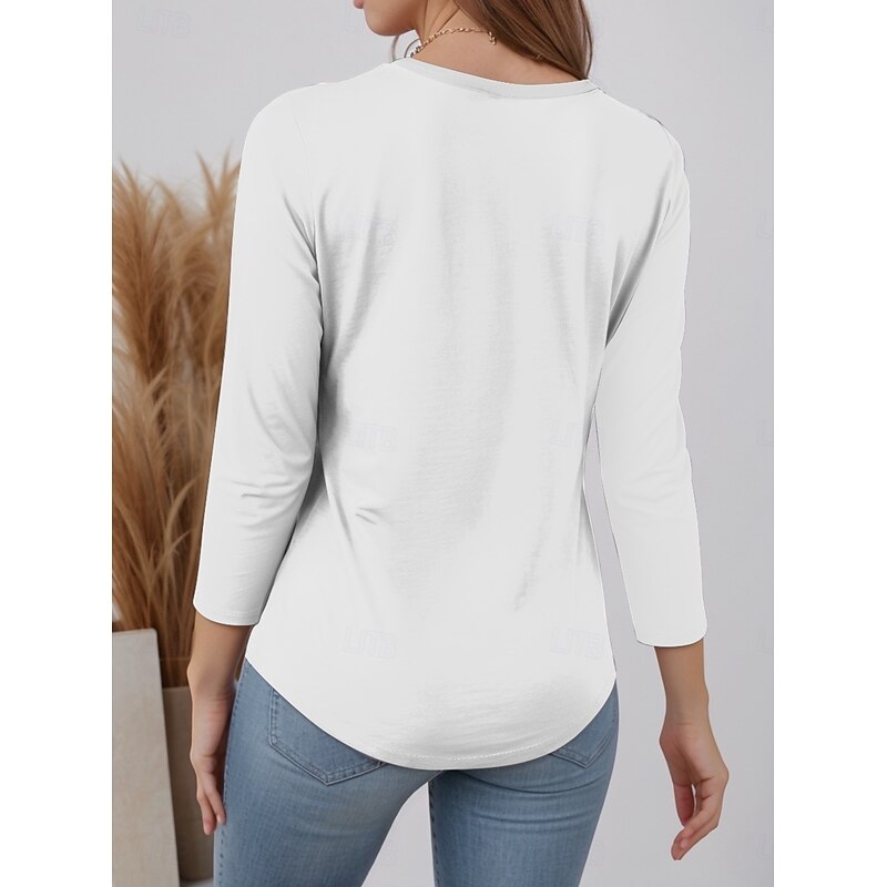 Women's T shirt Long Sleeve Crew Neck Long Sleeve Tunic Animal Letter Modern Casual Regular Tops Daily Weekend Print Black White Yellow Red Sky Blue Fall Winter Prefall2