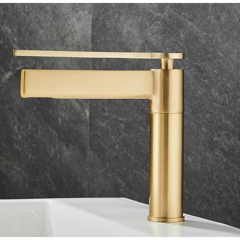 Bathroom Faucet Brass Brushed Gold Basin Faucet Mixer Tap Wash Basin Faucet Single Handle Hot Cold Lavotory Faucet3