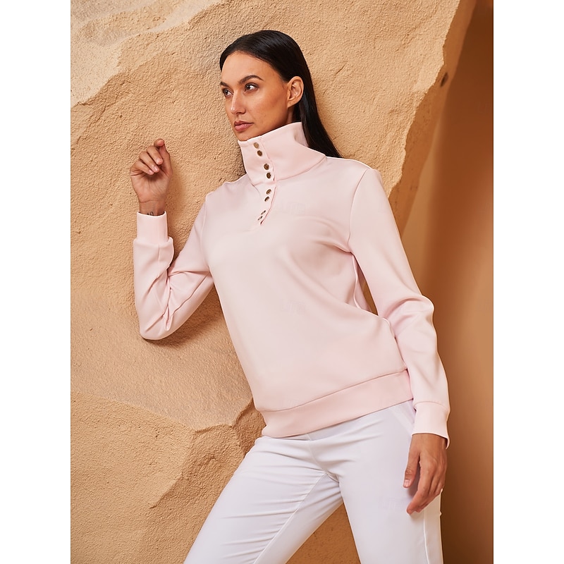Women's Golf Pullover Sweatshirt Black White Pink Long Sleeve Top Ladies Golf Attire Clothes Outfits Wear Apparel