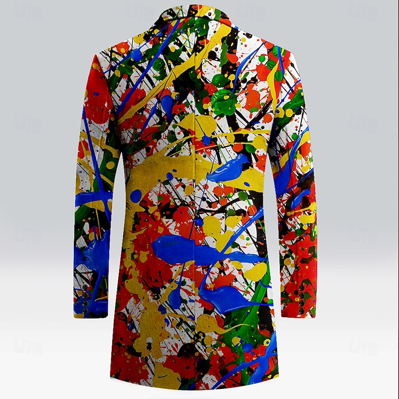 Men's Oil Painting Fleece Jacket Coat Thermal Comfortable Artistic Casual Outdoor Street Daily Wear 3D Print Buttons Front Pocket Winter Turndown Long Sleeve Multi Color2