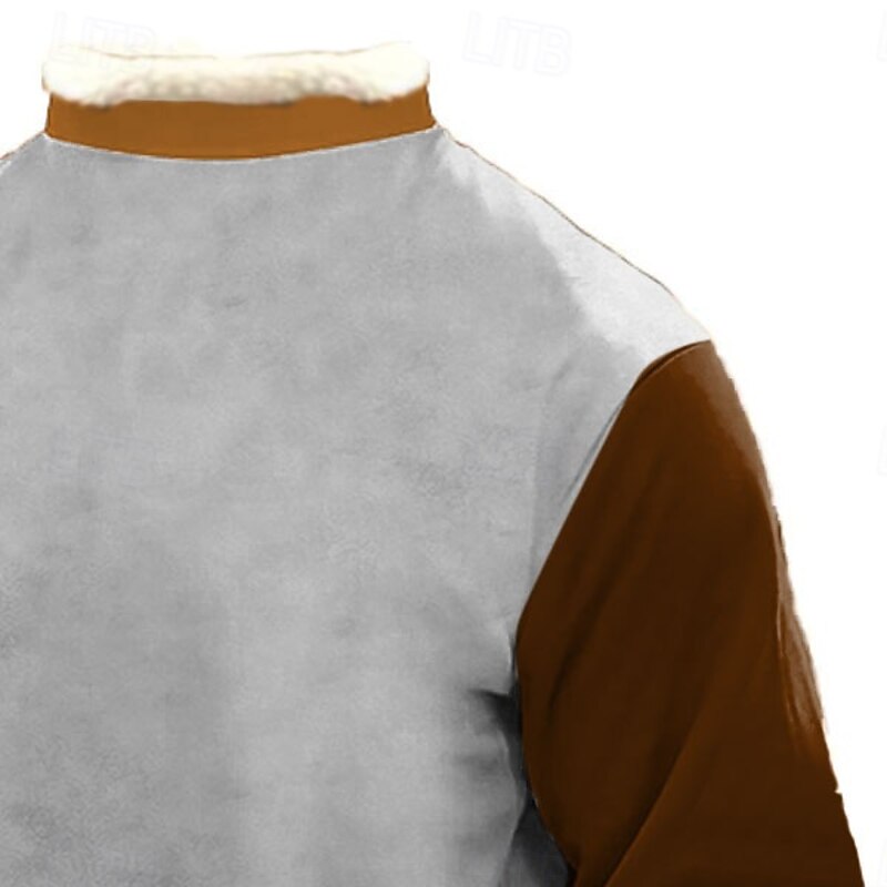 Men's Letter Deer Sweatshirt Quarter Zip Sweatshirt Long Sleeve Sweatshirt Stand Collar Quarter Zip Casual Vintage Retro 3D Print Vacation Going out Streetwear Half Zip Fall Winter2