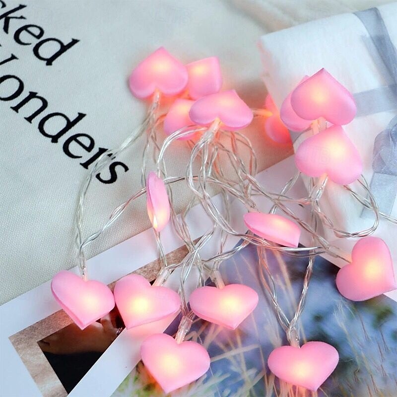 1pc Heart-Shaped String Lights 3M 20 LEDs for Valentine's Day Weddings Indoor Outdoor & Holiday Decoration