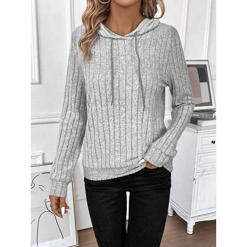 Women's Hoodie Sweatshirt Casual Plain Street Dailywear Hoodie Long Sleeve Wine Navy Blue Light Grey Fall Winter4