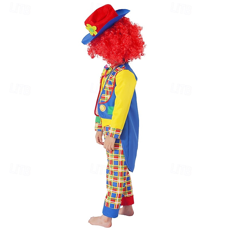 Joker Clown Halloween Outfits Cosplay Wigs Costume Circus Carnival Costume Cosplay Funny Costume Kid's Boys' Girls' Halloween Carnival Mardi Gras Performance Party Easy Halloween Costumes Dress Up4