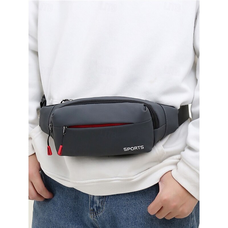 Men's Waterproof Sports Waist Bag - Lightweight Fanny Pack with Multiple Pockets for Travel, Running, and Outdoor Activities2