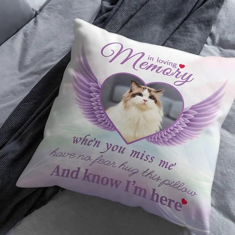 Custom Memorial Pillow Cover Photo Cushion Cover Throw Pillow Sympathy Gift Personalized Memorial Gifts In Loving Memories3
