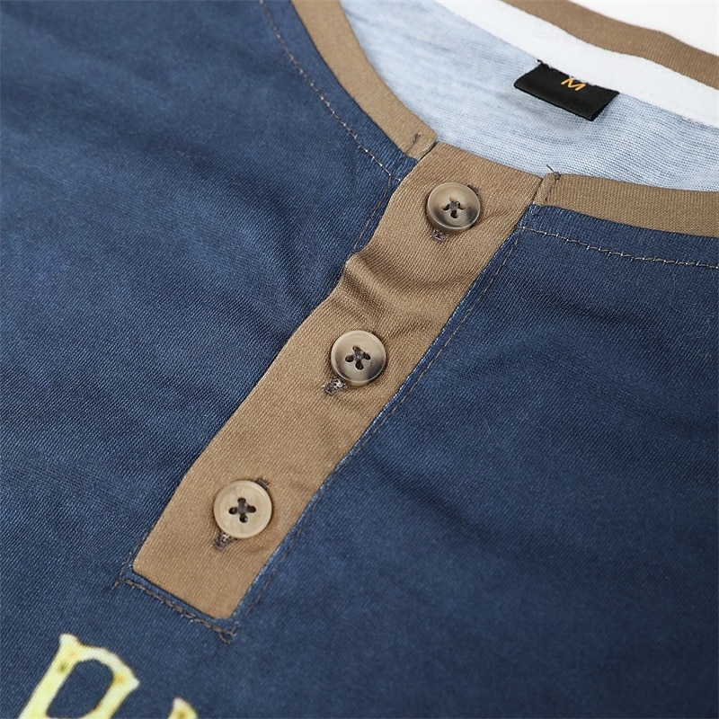 "Don't Piss Off Old People" Humorous Men's Long Sleeve Henley Graphic Tee 7