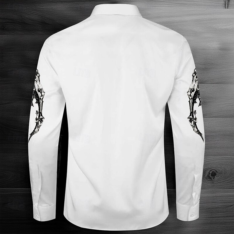 Men's Cool Skulls Button Up Shirt Long Sleeve Fashion Casual Party Evening Wear Street Daily Fall Winter Spring & Summer Shirt Collar Button Up 3D Print White Red Blue Purple Gray2