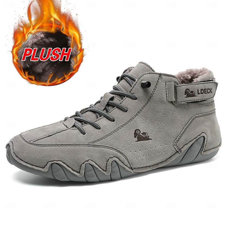 Men's Vintage Green Faux Suede Lace-Up Ankle Boots with Hand-Stitched Detailing and Warm Fleece Lining – Casual Outdoor Comfort Shoes2