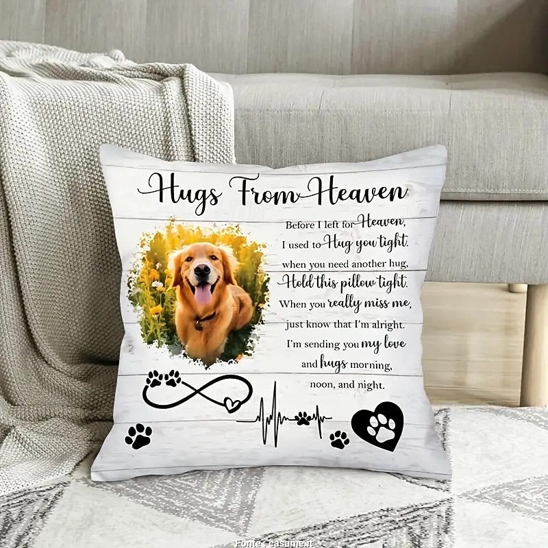 Custom Memorial Pillow Cover Photo Pet Cushion Cover Throw Pillow Sympathy Gift Personalized Memorial Gifts Hug from Heaven2