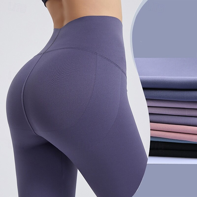 Women's Yoga Pants Fleece Lined Leggings Yoga Leggings Butt Lift Tummy Control High Waist Pilates Gym Workout Workout Tights Solid Color Yan pink Black Pink Fall Winter Sports Activewear Stretchy Slim