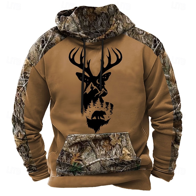 Men's Hoodie Brown 2# Brown 3# Brown Hooded Camouflage Camo / Camouflage 3D Print Cool Fall Winter Clothing Apparel Hoodies Sweatshirts