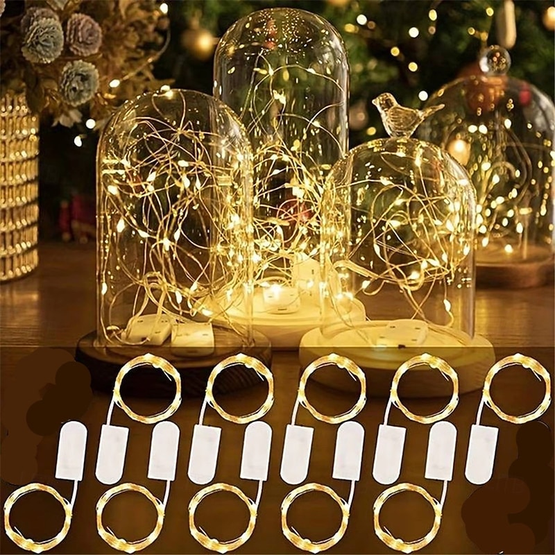 Elegant Wedding Reception Party 2M 20LED String Lights Copper Silvery Wire Light Fairy Lights For Wedding Party Birthday Party Wall Hanging Ornament Decor 10/30pcs