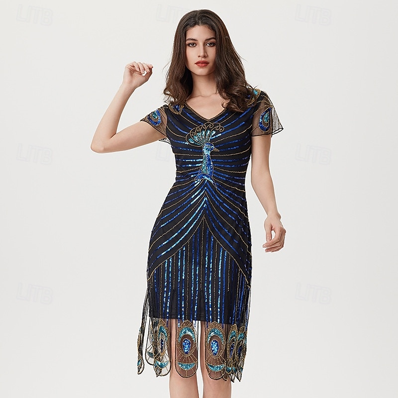 Roaring 20s 1920s Vacation Dress Flapper Dress Dress Masquerade The Great Gatsby Gentlewoman Wedding Guest Sequins Fancy Dress Women's Halloween Carnival Masquerade Wedding Wedding Guest Event / Party2