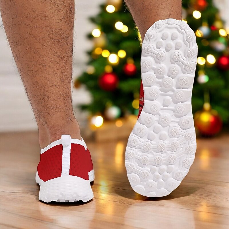 Men's Christmas Tuxedo Print Slip-On Sneakers - Festive Holiday Themed Casual Shoes with Christmas Decorations - Perfect for Holiday Parties & Celebrations4