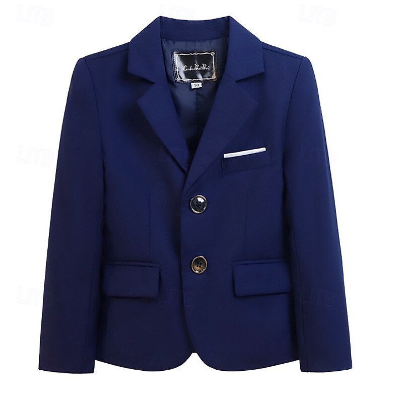 Kids Boys' Valentines Blazer Outerwear Plaid Long Sleeve Pocket Coat Formal Fashion Cool 19176 Black 19176 Navy Blue 21202 Black Spring Fall 4-12 Years2