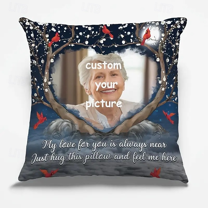 Custom Memorial Pillow Cover Photo Cushion Cover Throw Pillow Sympathy Gift Personalized Memorial Gifts Pet/Person2