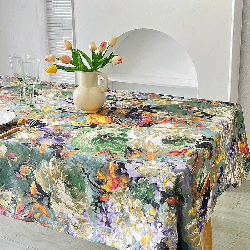 Oil Painting Design Tablecloth Artistic and Elegant Table Cover Featuring Classic Oil Painting Patterns Ideal for Adding a Unique and Sophisticated Touch to Your Dining Table Perfect for Home Decor a2