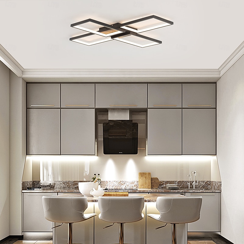 Modern Ceiling Light Fixture Flush Mount Ceiling Light Black LED Geometric Shapes Ceiling Lamp 110-240V 84cm