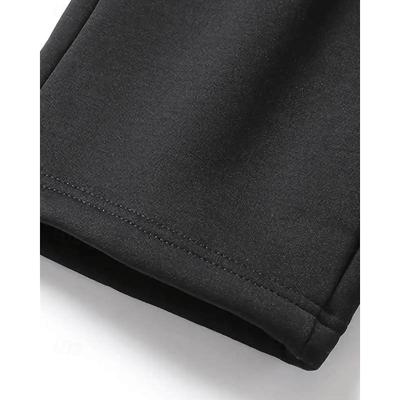 Men's Sherpa Fleece Pants Winter Pants Trousers Straight Leg Sweatpants Pocket Drawstring Elastic Waist Plain Comfort Warm Sports Outdoor Daily Fashion Casual Black Gray Micro-elastic4