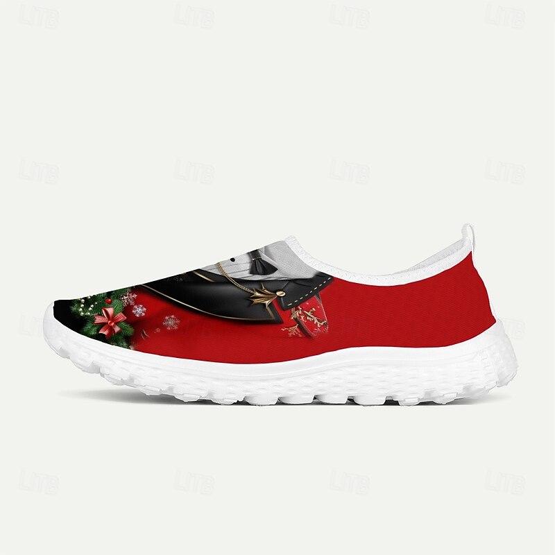 Men's Christmas Tuxedo Print Slip-On Sneakers - Festive Holiday Themed Casual Shoes with Christmas Decorations - Perfect for Holiday Parties & Celebrations2