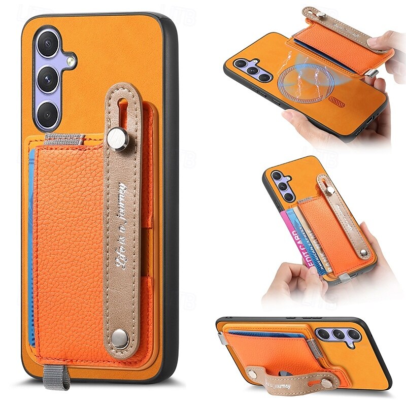 Phone Case For S25 S24 S24 FE S23 Ultra Plus A55 5G A35 5G A25 A15 A14 A34 Back Cover with Stand Holder Magnetic Support Wireless Charging Retro TPU PU Leather2