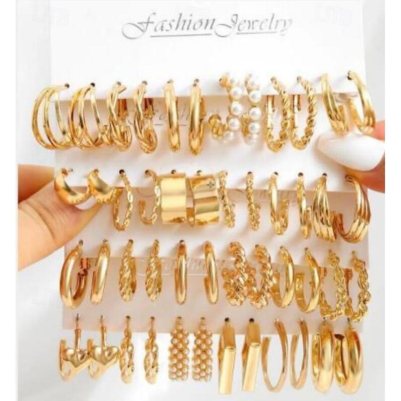 12 Pairs Hoop & Stud Earrings Set | Women's Elegant Fashion Jewelry for Daily & Party Wear4