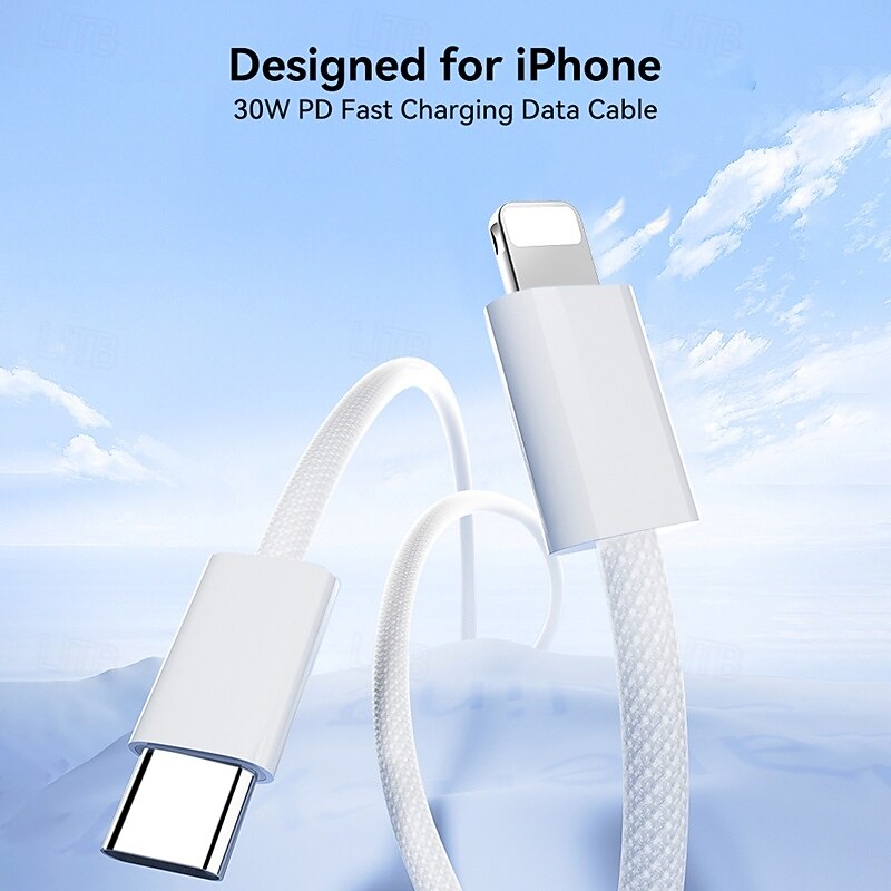 Joyroom Lightning Cable 30W 3.3ft USB C to Lightning 3 A Fast Charging Nylon Braided Durable Soft Touch For iPhone Phone Accessory
