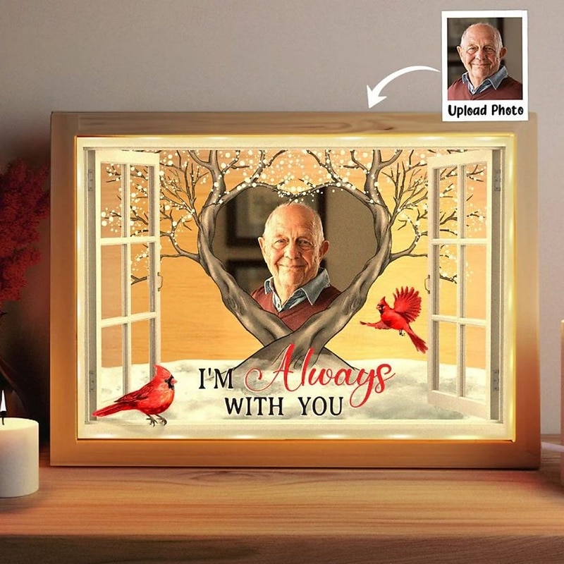 Personalized Light Up Frame I'm Always With You Custom Acrylic Night Light Memorial Gifts for Loss of Loved One Remembrance Decoration