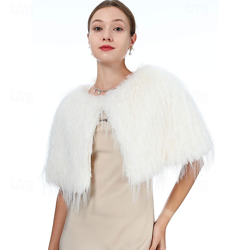 Faux Fur Shoulder Shawl Wrap Viking Cape for Women Bridal Wedding Shrug Party Winter Capelet