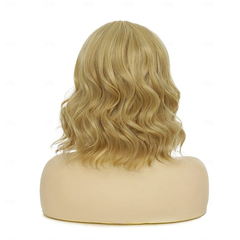 Blonde Short Wigs Curly Wigs for Women Natural Shoulder Length Highlight Wig Synthetic Heat Resistant Cosplay Costume Wigs4