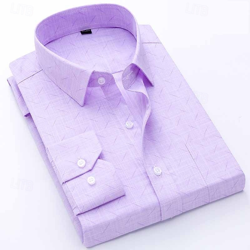 Men's Dress Shirt Wrinkle Resistant Button Up Shirt Wedding Outdoor Pink Blue Sky Blue Light Purple Long Sleeve Collar Summer Spring Clothing Apparel3