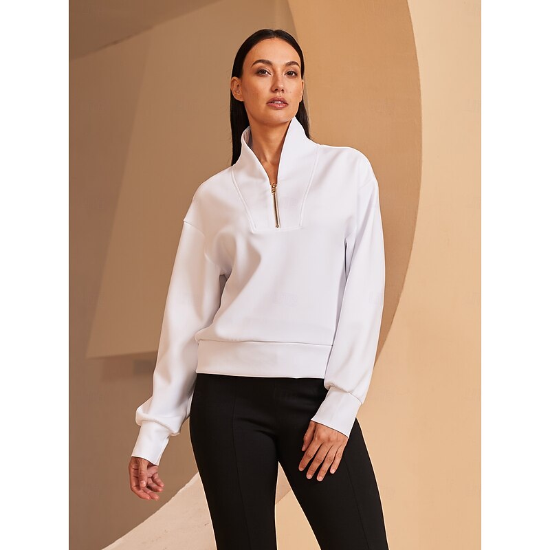 Women's Golf Pullover Sweatshirt Black White Dark Navy Long Sleeve Top Ladies Golf Attire Clothes Outfits Wear Apparel