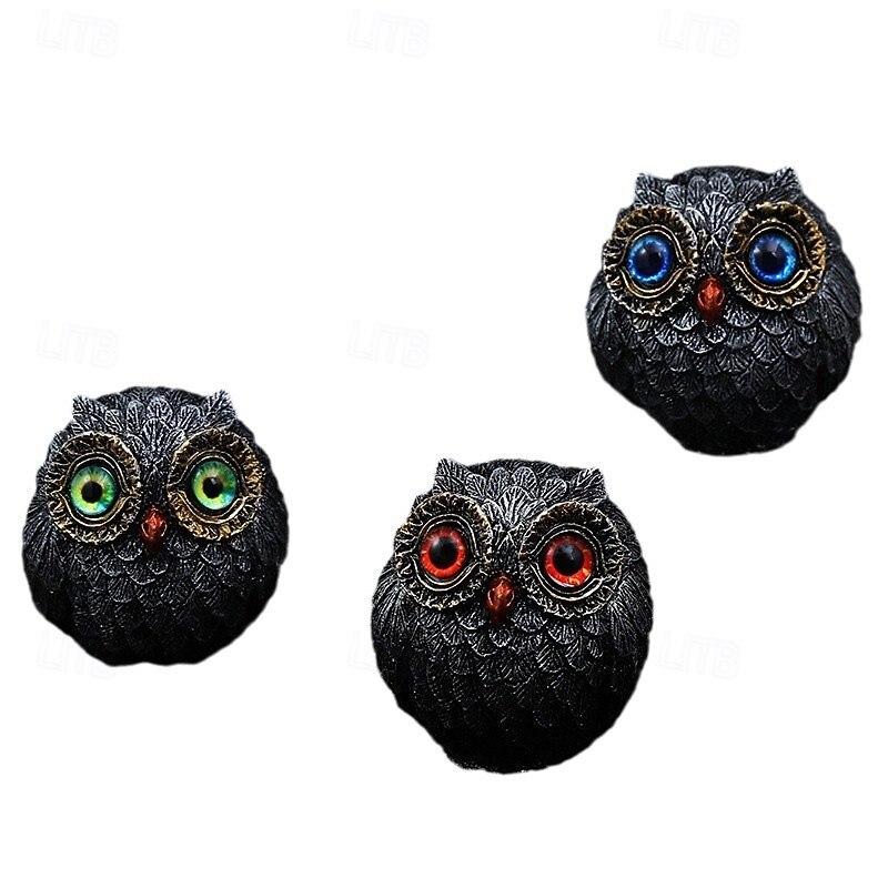 Resin Owl Craft Ornament, Creative Home Decor Desk Decoration, Bronze Owl Figurine, Vintage Owl Miniature Tabletop Decor, Owl Statue3