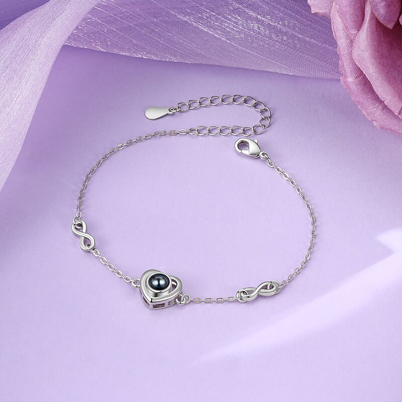 Personalized Projection Bracelet Custom Best Gift for Mom – Rhodium-Plated Couple Themed Bracelet, Ideal Wedding, Mother's Day, or Girlfriend Gift4