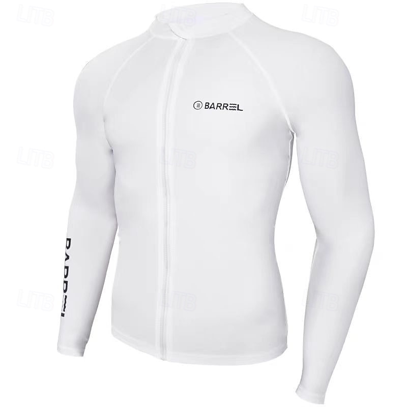 Men's Swim Shirt Lightweight Long Sleeve Swimwear Swimsuit Front Zip Swimming Surfing Beach Water Sports Printed Summer Spring Autumn3