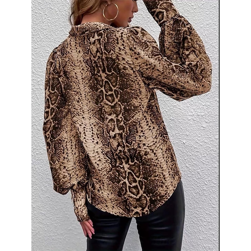 Women's Shirt Leopard Elegant Stylish Casual Long Sleeve Shirt Collar Regular Tops Work Daily Going out Leopard Spring Fall Winter2