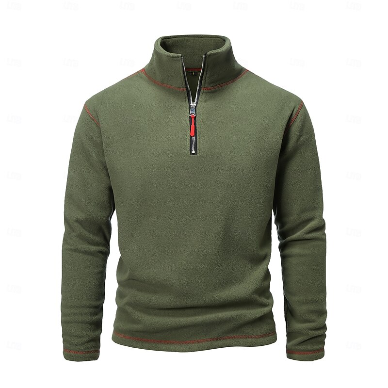 Men's Sweatshirt Polar Fleece Quarter Zip Sweatshirt Tactical Black White Army Green Blue Brown Half Zip Plain Sports & Outdoor Daily Holiday Streetwear Cool Retro Winter Spring &  Fall Clothing2