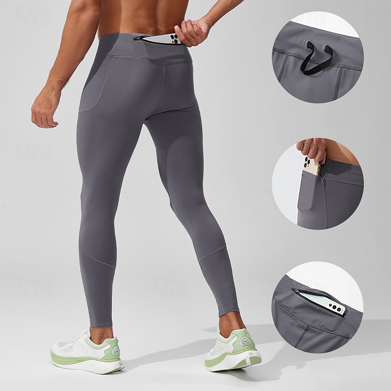 Men's Running Tights Leggings Compression Tights Leggings Elastic Waistband Base Layer Outdoor Sports & Outdoor Athletic Fall Quick Dry Soft Compression Sweat wicking Power Flex Marathon Running