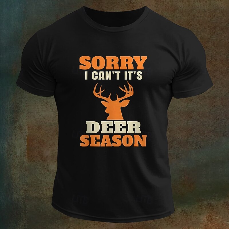 Men's Funny Hunting Deer T Shirt Tee Top 100% Cotton Short Sleeve Graphic Shirt Black White Army Green Comfortable Tee Vacation Street Fashion Designer Clothing4