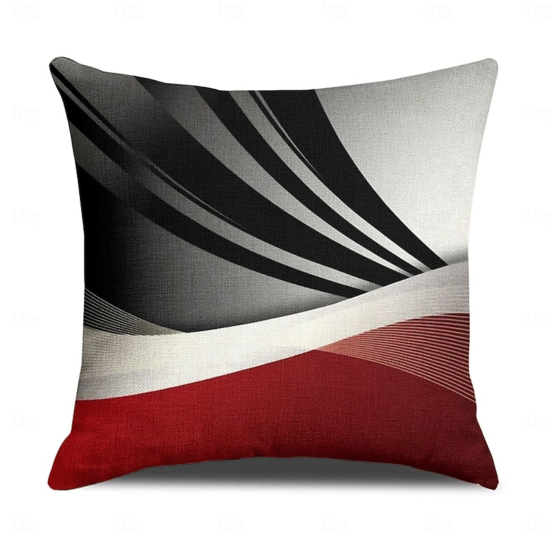 Geometric Decorative Toss Pillows Cover 1PC Soft Square Cushion Case Pillowcase for Bedroom Livingroom Sofa Couch Chair Black Red Grey3
