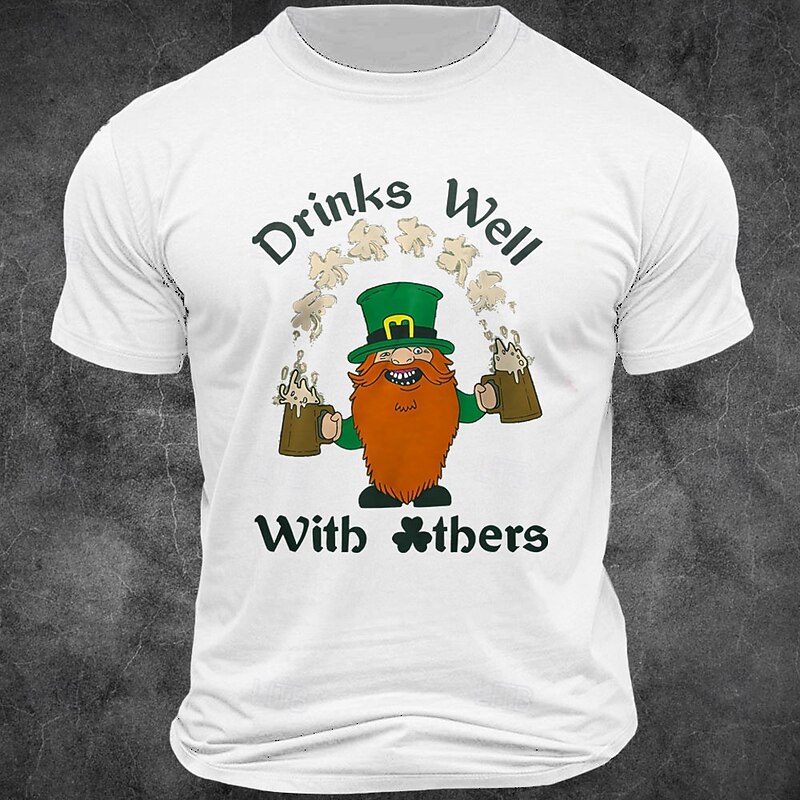St. Patrick Men's Funny Beer St. Patrick's Day T Shirt Tee Top 100% Cotton Short Sleeve Graphic Shirt Black White Army Green Comfortable Tee Street Holiday Fashion Designer Clothing4
